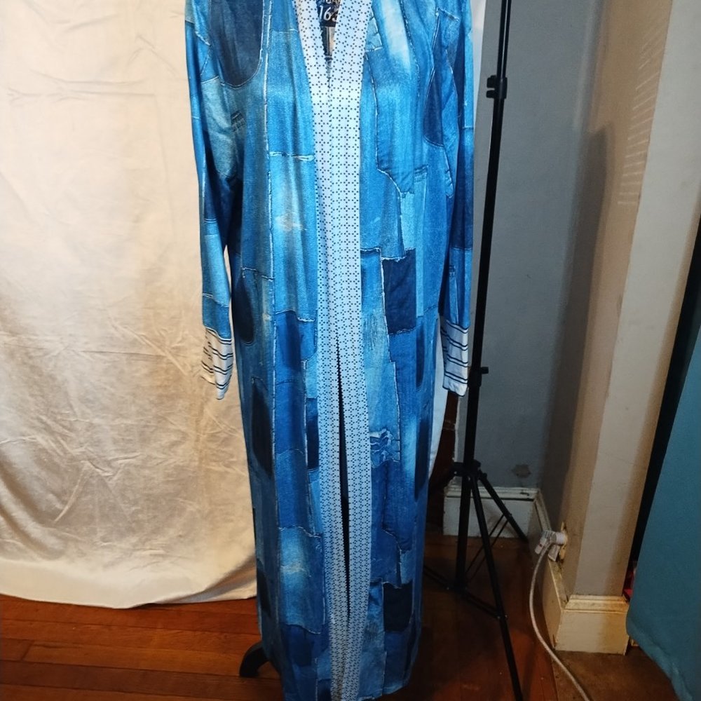 Patchwork long length cardigan. - Picture 3 of 4